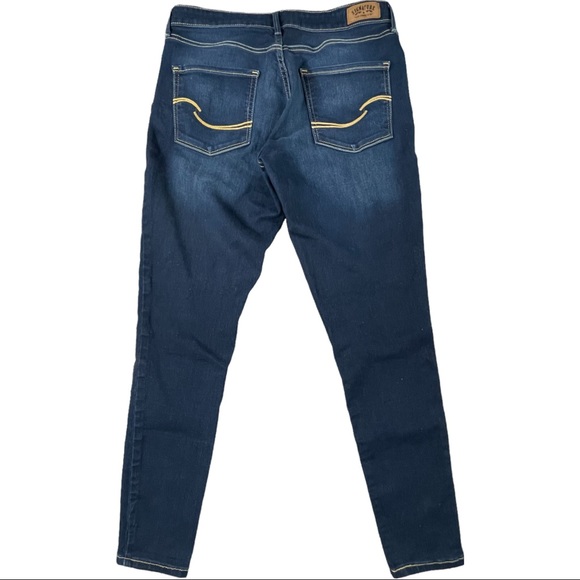 Signature Levi’s Strauss size 32 blue distressed stretchy skinny jeans like new - Picture 4 of 9